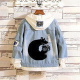 Comic Denim Jacket Men and Women Ripped Fashion Denim Jacket Autumn