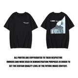 Shark Print T Shirt Printed Oversize Short Sleeve Hip Hop Loose-Fitting Casual T-Shirt