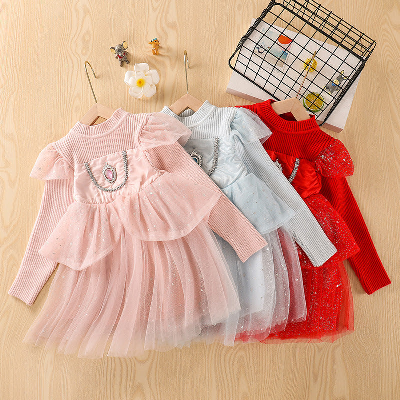 Girl Dress Elsa's Princess Autumn Kids' Sweater Dress