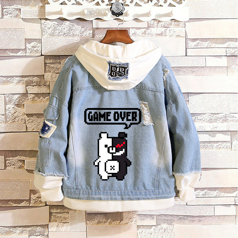 Comic Denim Jacket Men's and Women's Casual Loose Fashion Denim Jacket Autumn Clothing