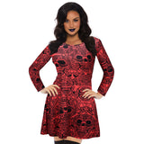 Skull Dress Autumn and Winter Dress Pumpkin Print Long Sleeve Skirt