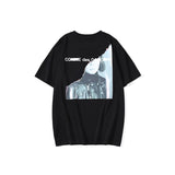 Shark Print T Shirt Printed Oversize Short Sleeve Hip Hop Loose-Fitting Casual T-Shirt