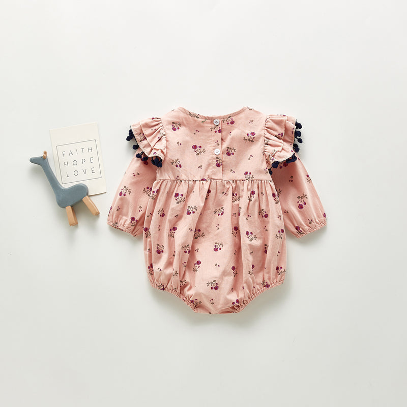 Autumn Rompers Floral Baby Girl Jumpsuit Triangle Rompers Long Sleeve Romper