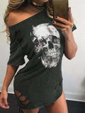 Skull Dress Autumn Loose Skull Print T-shirt