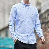 White Work Shirts Fall Men's Long Sleeve Shirt Solid Color Shirt