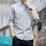 White Work Shirts Fall Men's Long Sleeve Shirt Solid Color Shirt