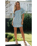 Milkmaid Sexy V Square Collar Puff Sleeve Summer Dresses