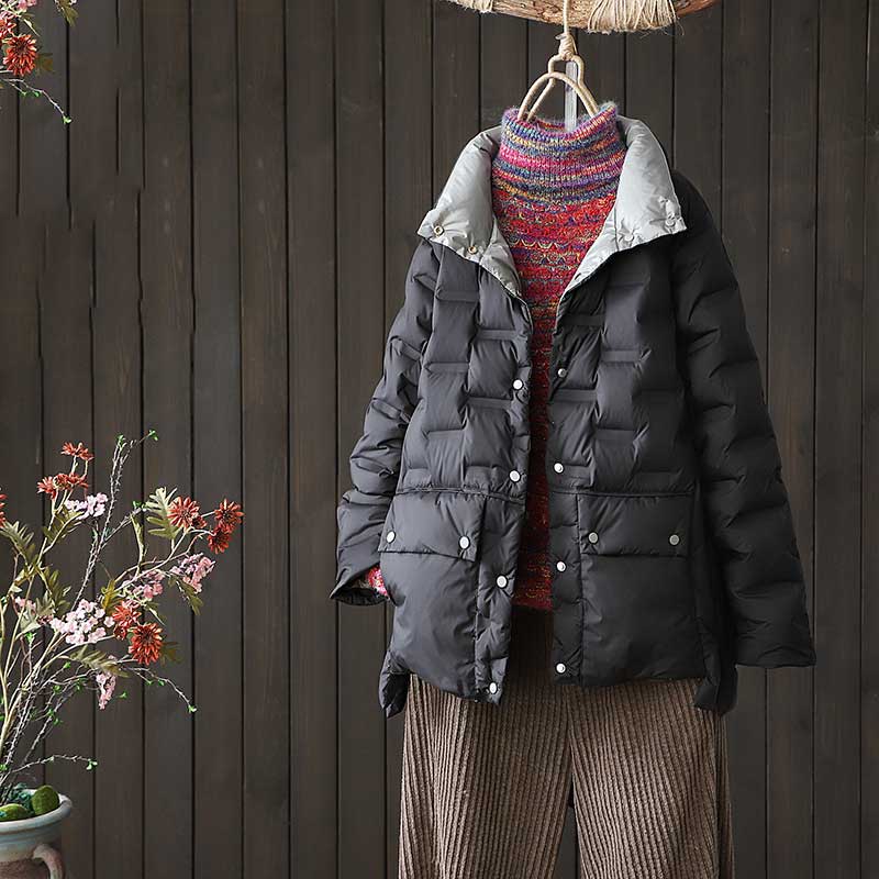 Women Winter Coats Puffer Jacket Down Coat Lightweight Down Jacket Female Autumn Winter White Duck Down Stand-up Collar Thermal Coat