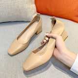 Nude Strappy Block Heels