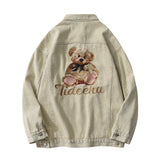 The Bears Varsity Jacket Vintage Coat Loose Casual Polo Collar Top Embroidered Bear Jacket for Men