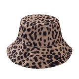 Leopard Fur Hat Sun Hat Retro Bucket Hat