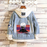 Comic Denim Jacket Men's and Women's Denim Hoodie Coat