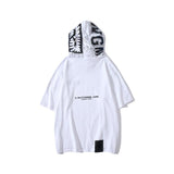 Shark Print T Shirt Camouflage Reflective Hooded Pullover Short Sleeve T-Shirt