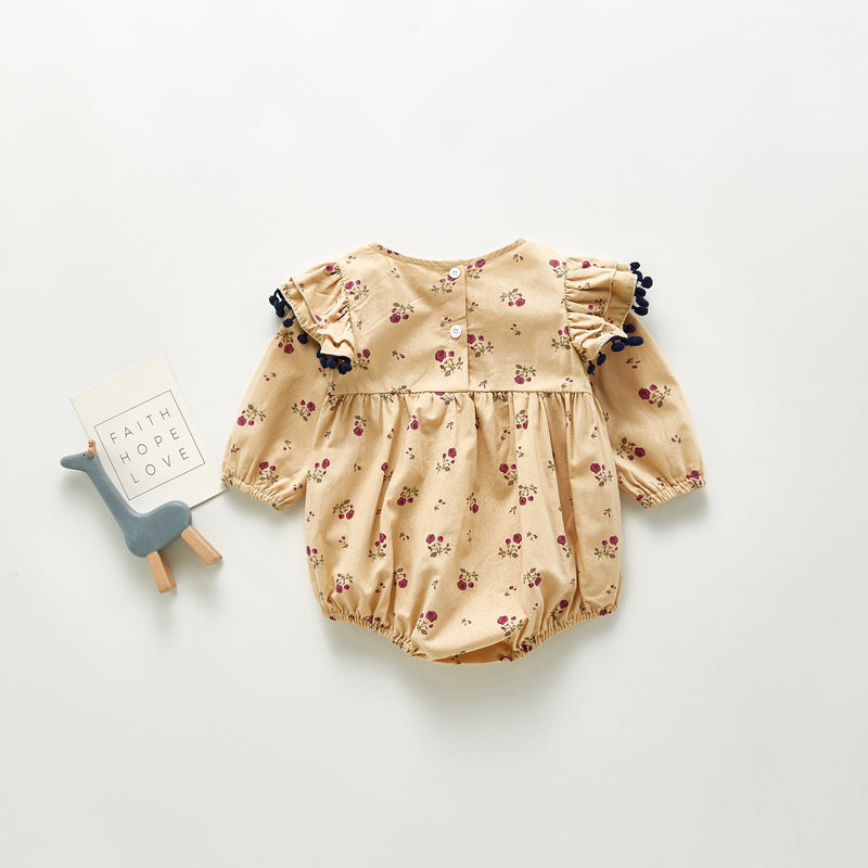 Autumn Rompers Floral Baby Girl Jumpsuit Triangle Rompers Long Sleeve Romper