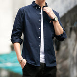 White Work Shirts Fall Men's Long Sleeve Shirt Solid Color Shirt