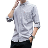 White Work Shirts Fall Men's Long Sleeve Shirt Solid Color Shirt