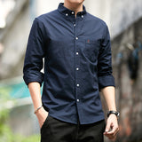 White Work Shirts Fall Men's Long Sleeve Shirt Solid Color Shirt