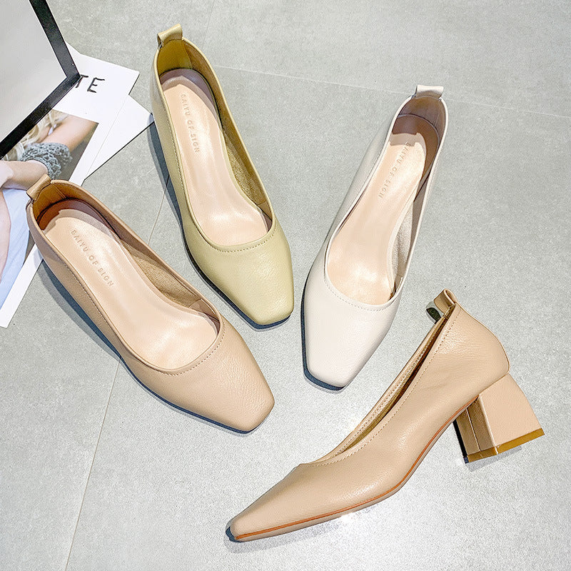 Nude Strappy Block Heels