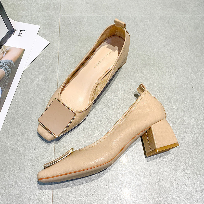 Nude Strappy Block Heels