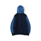 Shark Print Hoodie Stitching Denim Color Sweater Zipper Hoodie Coat