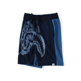 Shark Print Shorts Shark Head Tiger Head Stitching Denim Color Shorts Beach Pants Men