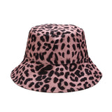 Leopard Fur Hat Sun Hat Retro Bucket Hat