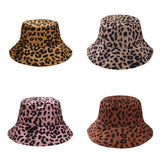 Leopard Fur Hat Sun Hat Retro Bucket Hat