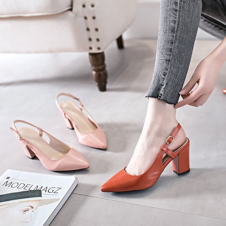 Nude Strappy Block Heels