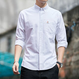 White Work Shirts Fall Men's Long Sleeve Shirt Solid Color Shirt