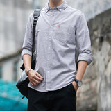 White Work Shirts Fall Men's Long Sleeve Shirt Solid Color Shirt