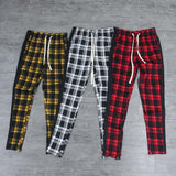 Men's Plaid Pant Man Checked Pants Men's Casual Sports Pants Men's Plaid Colorblock Trendy Slim Fit Ankle Tight Trousers