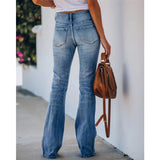 90S Fashion High Waist Stretch Retro Slightly Flared Jeans Women