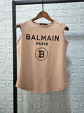 T Shirt Balmain Spring/Summer Printed Full Cotton Casual Sleeveless T-shirt