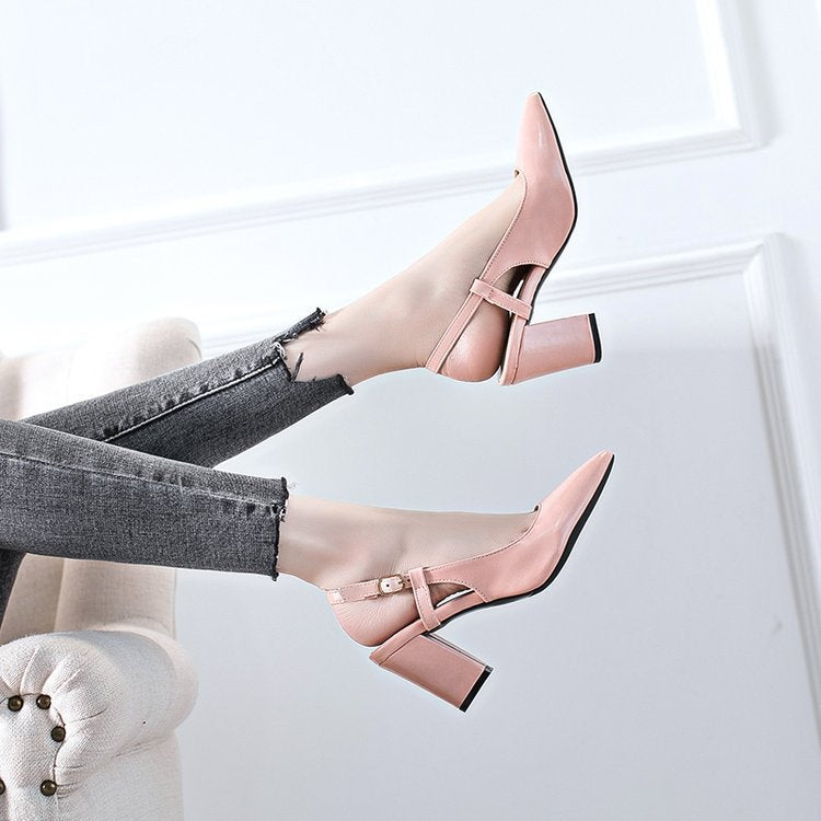 Nude Strappy Block Heels