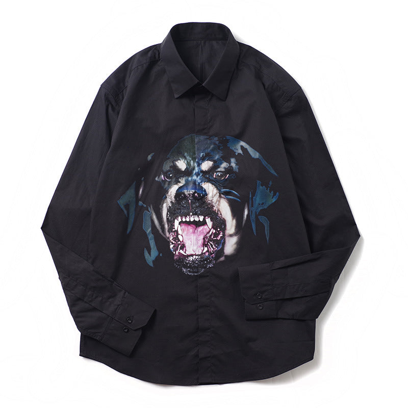 GVC Shirt Bulldog Pattern Shirt Personality Pure Cotton Men
