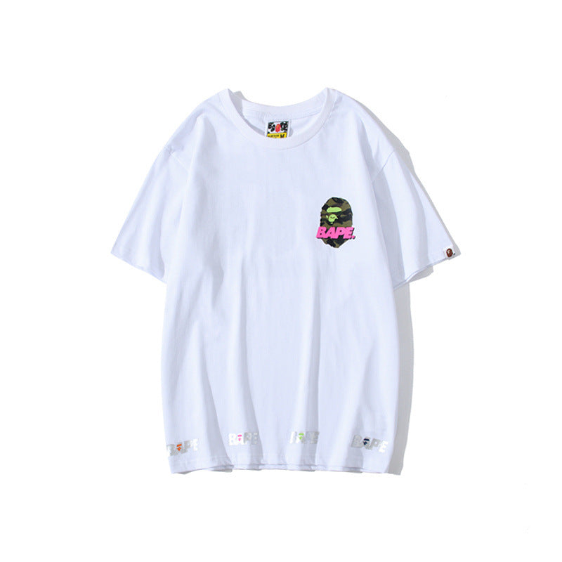 Shark Print T Shirt Summer Men'S And Women'S Short-Sleeved Top