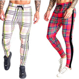 Men Plaid Pant Man Checkered Pants Fall Men's Clothing Muscle Workout Brothers Running Training Pants Casual Fashion Slim Fit Plaid Men's Trousers
