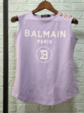 T Shirt Balmain Spring/Summer Printed Full Cotton Casual Sleeveless T-shirt