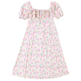 Milkmaid Princess Cottagecore Aesthetic Fairycore Dresses Sleeves off-Neck Sexy Slit Printed Dress