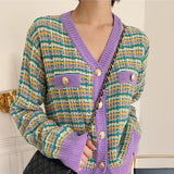 Preppy Aesthetic Sweater Autumn and Winter Knitting Cropped Sweater