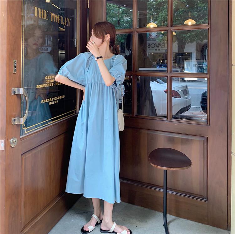 Puff Sleeve Square Collar Short Sleeve High Waist Cottagecore Midi Dress