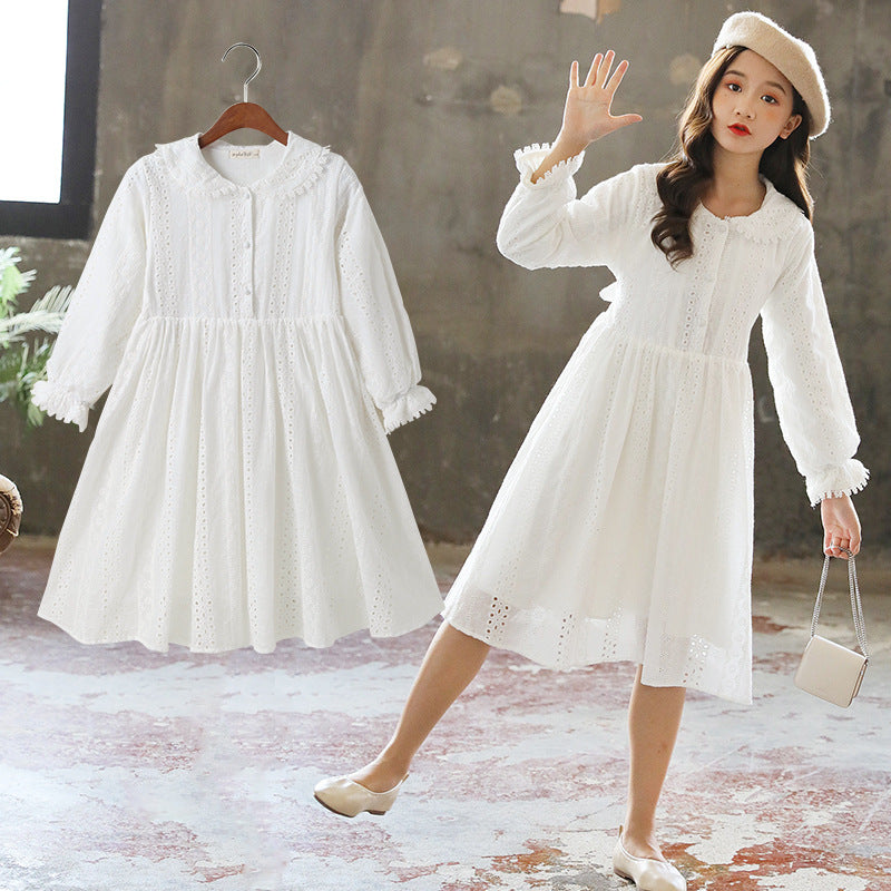 Girls Dress White Princess Dress Children Children Girl's Spring Clothes