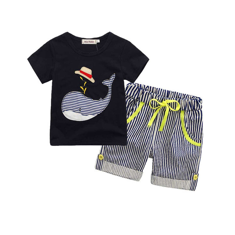 Children Boy Co Ord 2 Piece Set Summer Children Short Oversleeves T-shirt Shorts 2 Piece Set
