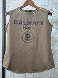 T Shirt Balmain Spring/Summer Printed Full Cotton Casual Sleeveless T-shirt