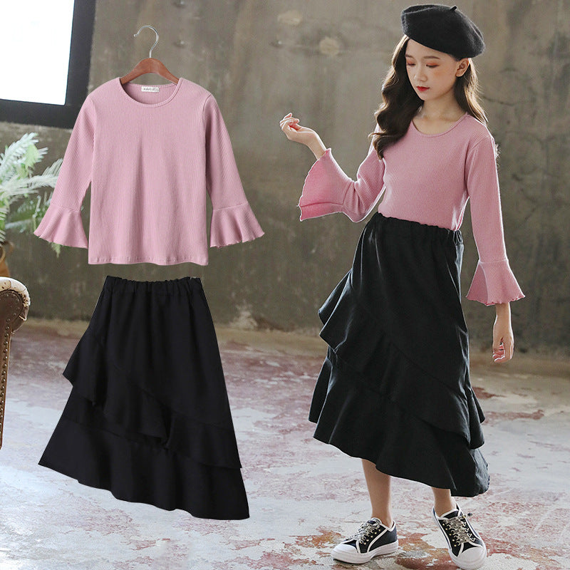 Children's Suit Spring and Autumn Long-Sleeved Sweater Little Girl Clothes Children's Clothing Children's Girl's Dress