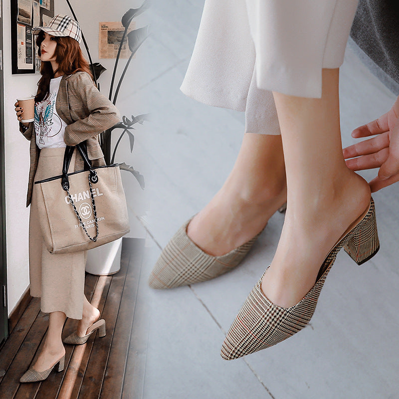 Nude Strappy Block Heels Sandals