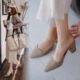 Nude Strappy Block Heels Sandals