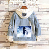 Comic Denim Jacket Men's and Women's Casual Loose Denim