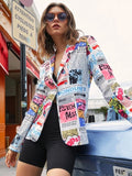 Boyfriend Floral Blzer Printed Women's Suits Coat