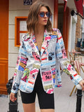 Boyfriend Floral Blzer Printed Women's Suits Coat